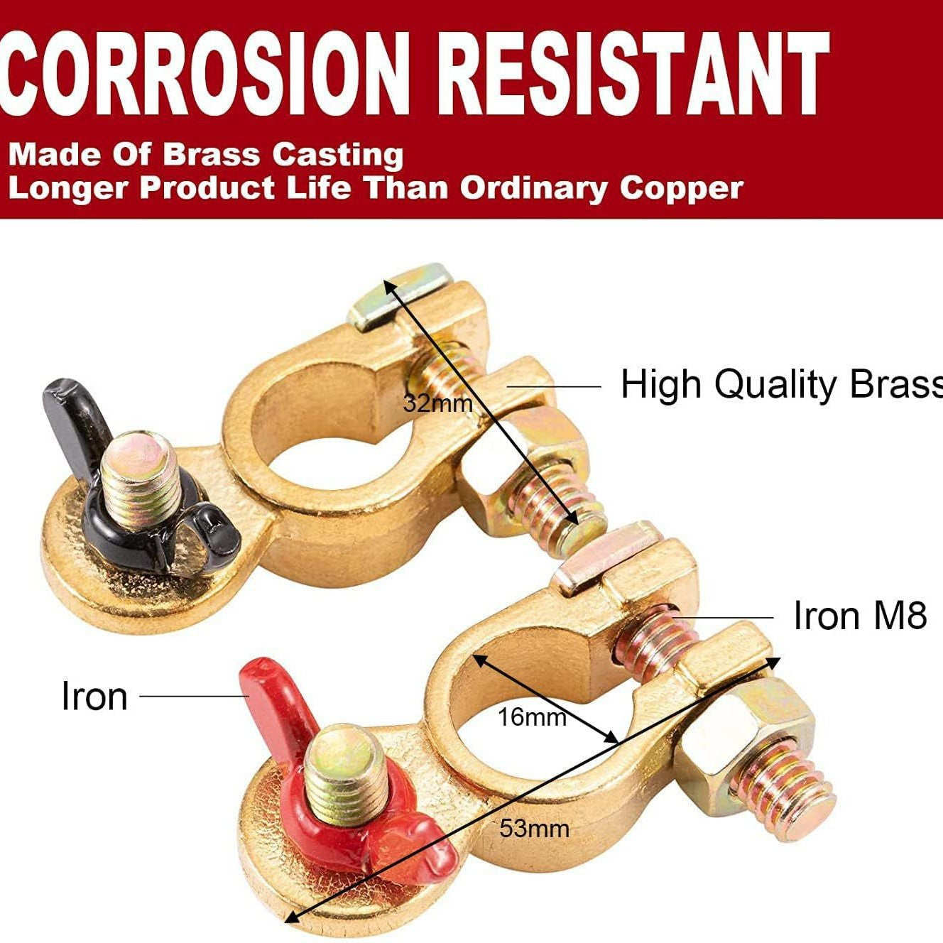 Red and Black Copper battery joint pile head