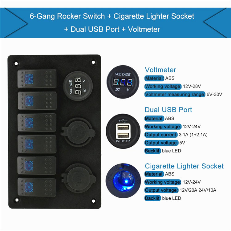 FT-SP1819 6gang Marine Boat Switch Panel(wholesale ,contact us before order)