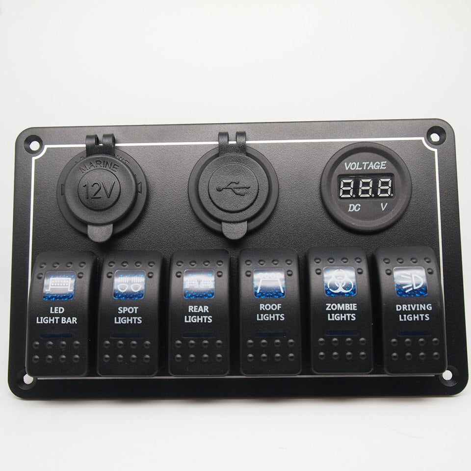 6 Gang Marine Boat Rocker Switch Panel Waterproof + USB Switch(wholesale contact us before order)