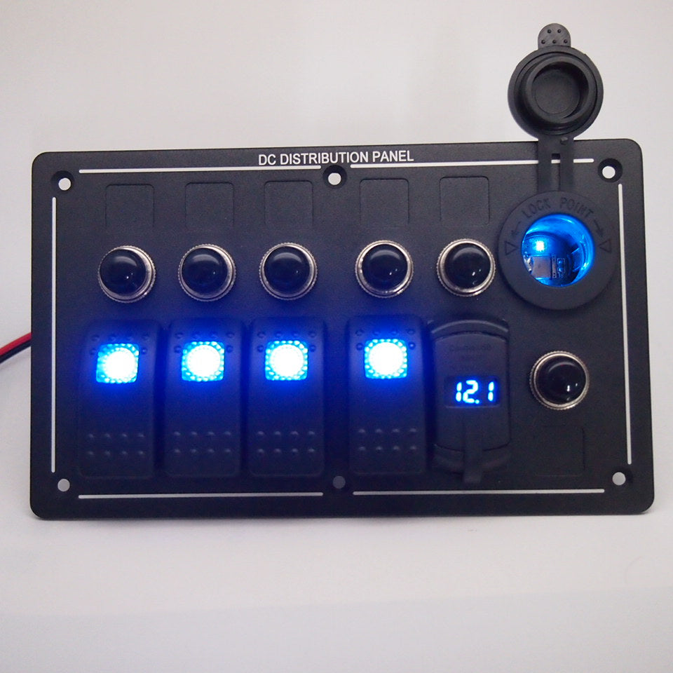 6 Gang Marine Boat Rocker Switch Panel Waterproof + USB Switch(wholesale contact us before order)