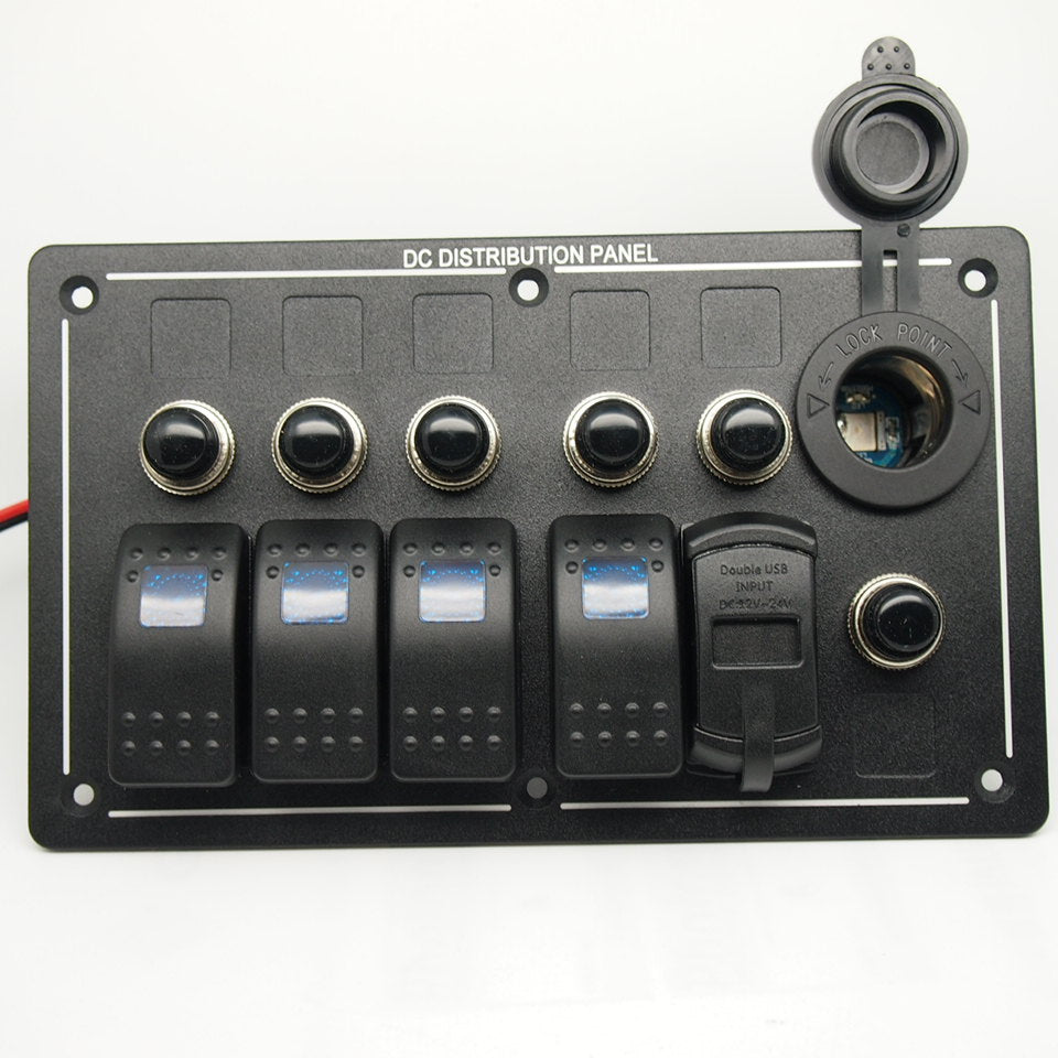5 Gang Marine Boat Rocker Switch Panel Waterproof + USB Switch(wholesale ,contact us before order)