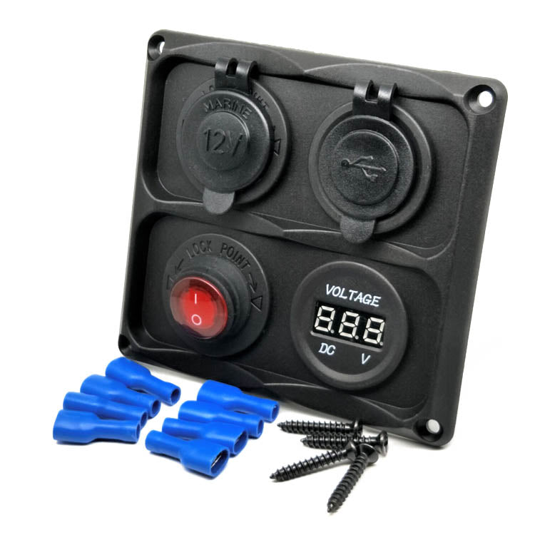 4 in 1 USB C Marine Socket Panel Waterproof Rocker Cigarette Lighter Socket for RV Marine Boat(contact us before order)