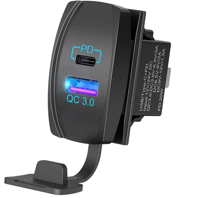 QC3.0 PD Fast Charging Dual Port switch Car Charger