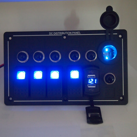 5 Gang Marine Boat Rocker Switch Panel Waterproof + USB Switch（wholesale ,contact us before order)